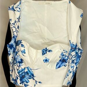 Zara Blue Floral Bodysuit Top